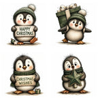 Green Christmas Penguin Clipart