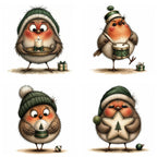 Green Christmas Robin Clipart