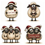 Burgundy Christmas Sheep Clipart