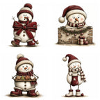 Burgundy Christmas Snowman Clipart