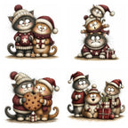 Burgundy Christmas Cat Clipart