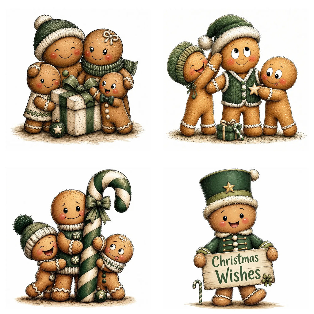 Green Christmas Gingerbread Clipart