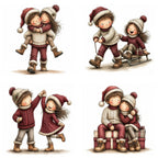 Burgundy Christmas Couple Clipart