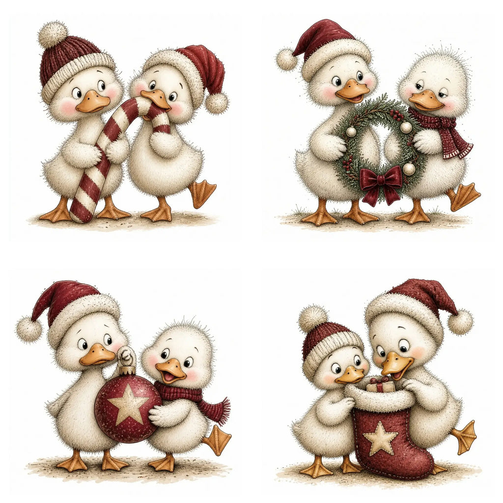 Burgundy Christmas Goose Clipart