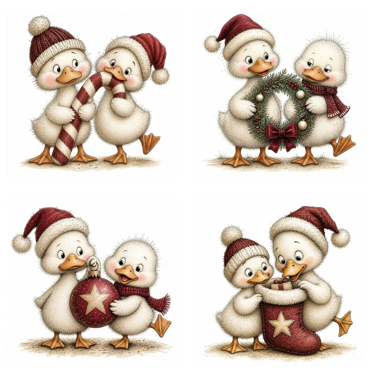 Burgundy Christmas Goose Clipart