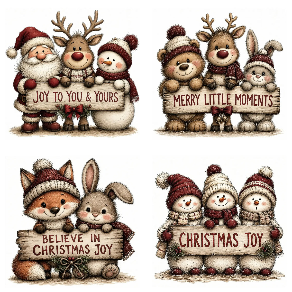 Burgundy Christmas Joy Clipart