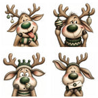 Green Christmas Reindeer Portrait Clipart