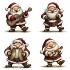 Burgundy Musical Santa Christmas Clipart