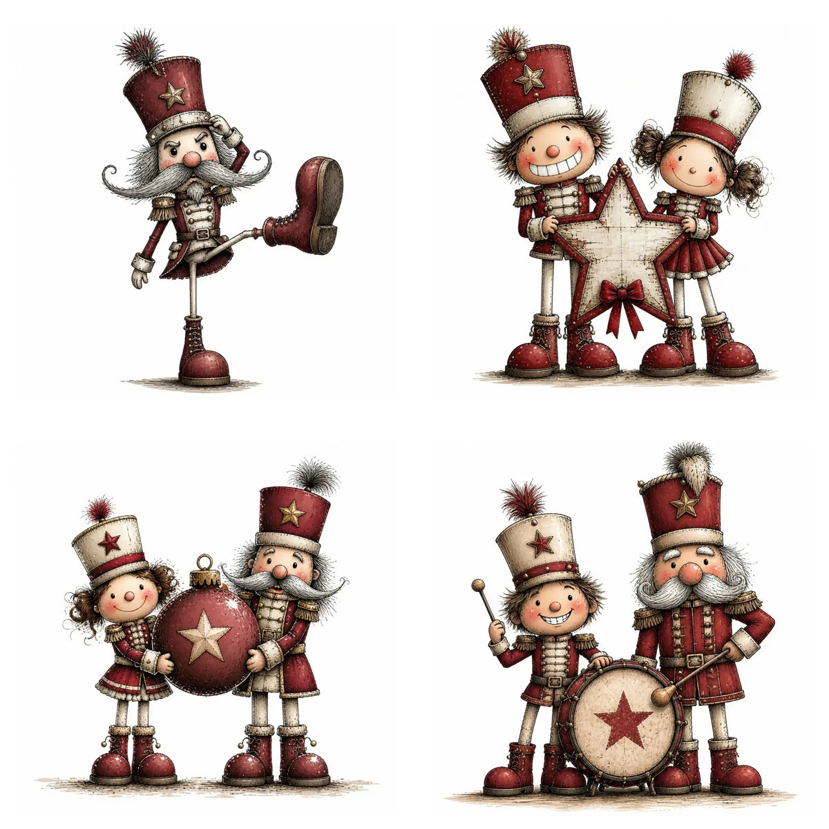 Burgundy Christmas Nutcracker Clipart