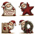 Burgundy Peeking Santa Christmas Clipart
