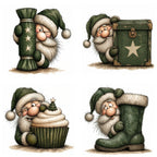 Green Peeking Santa Christmas Clipart