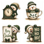 Green Peeking Snowman Christmas Clipart