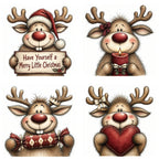 Burgundy Christmas Reindeer Portrait Clipart
