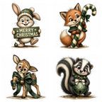 Green Christmas Woodland Animal Clipart